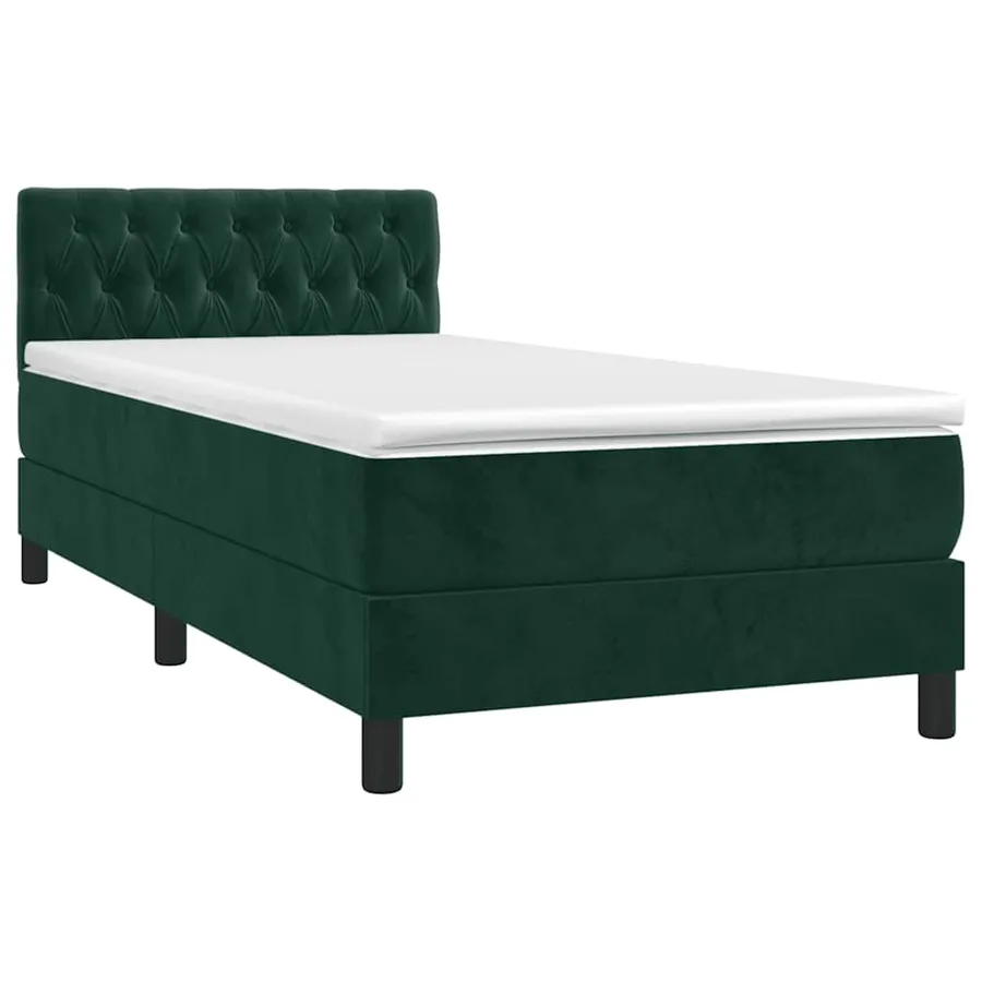 Sommier à lattes de lit avec matelas et LED Vert foncé 80x200cm - 3