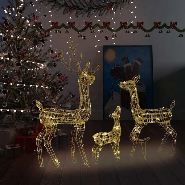 Famille de rennes de décoration Acrylique 300 LED blanc chaud
