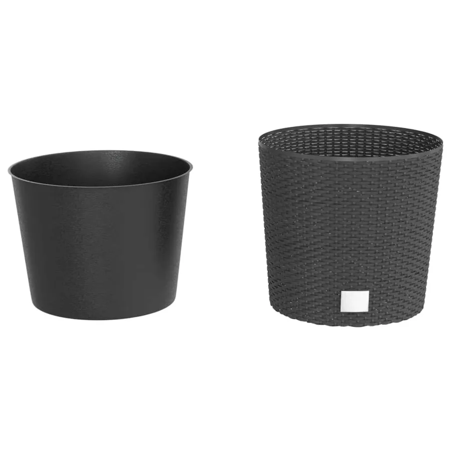 Jardinière et intérieur amovible anthracite 15 /15,3 L rotin PP - 3