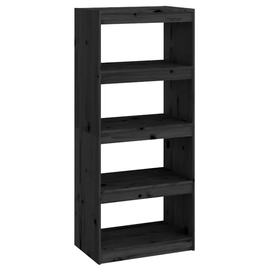 Bibliothèque/Séparateur de pièce Noir 60x30x135,5 cm Pin massif - 2
