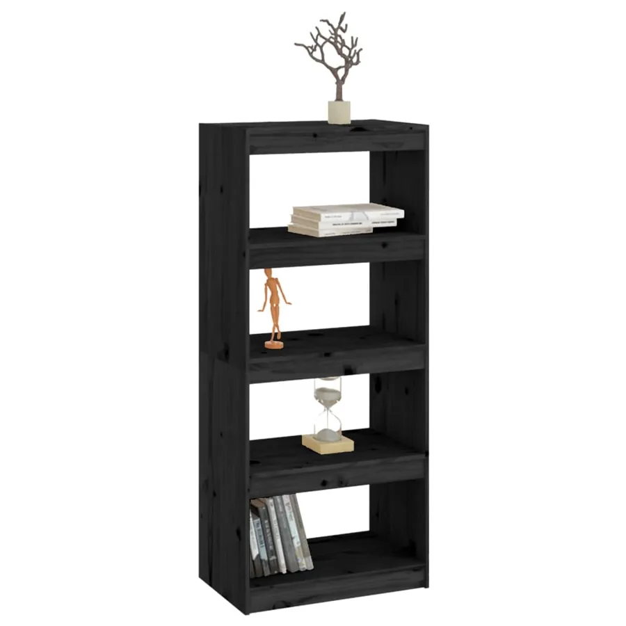 Bibliothèque/Séparateur de pièce Noir 60x30x135,5 cm Pin massif - 4