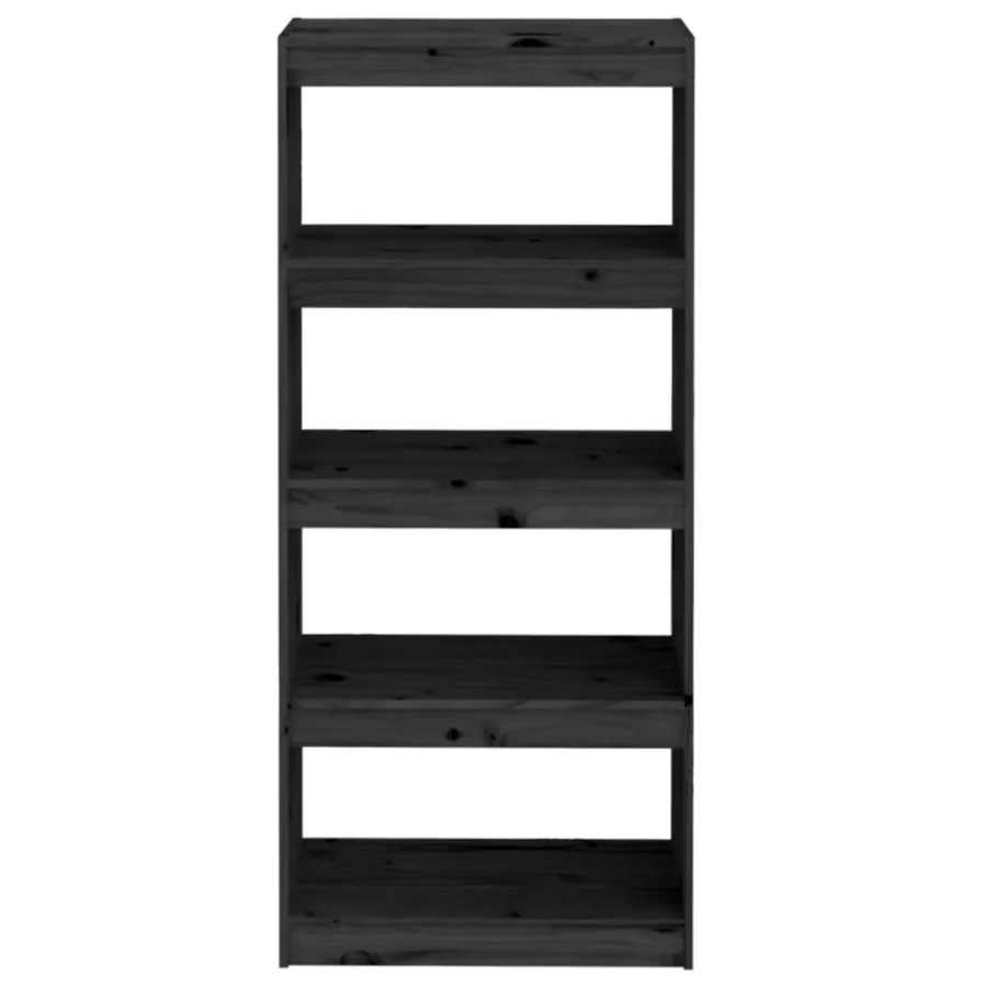 Bibliothèque/Séparateur de pièce Noir 60x30x135,5 cm Pin massif - 5