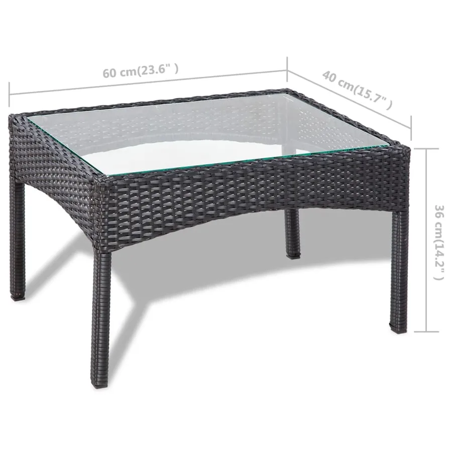 Salon de jardin 4 pcs avec coussins Résine tressée Noir - 10