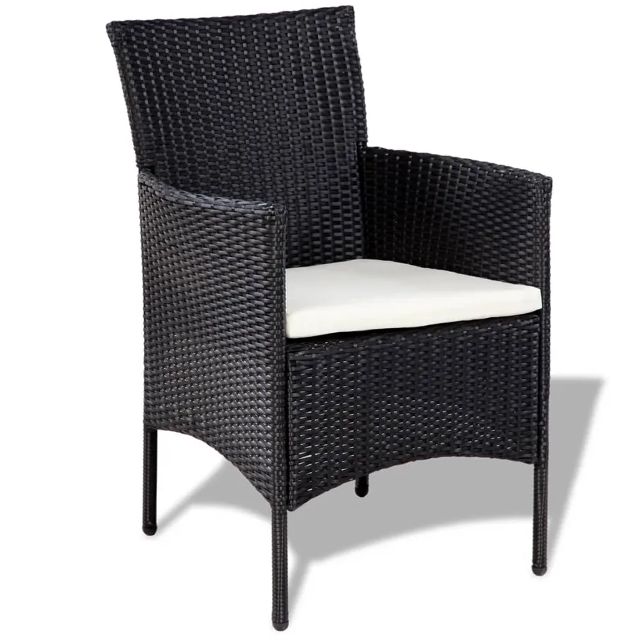 Salon de jardin 4 pcs avec coussins Résine tressée Noir - 3
