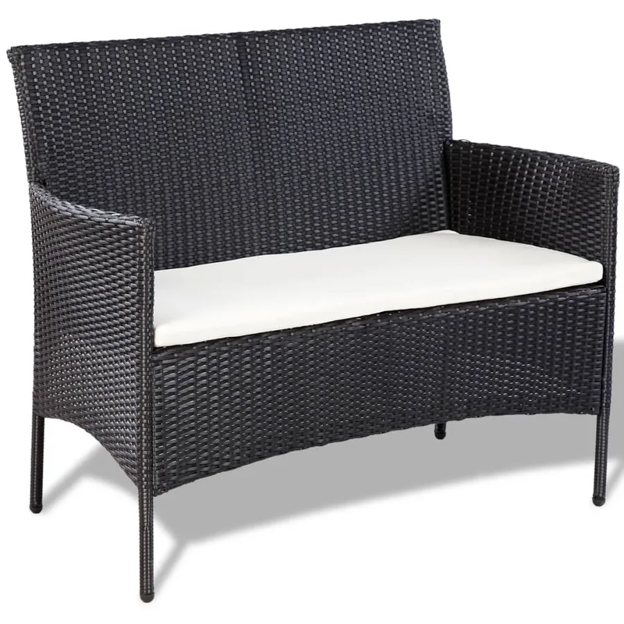 Salon de jardin 4 pcs avec coussins Résine tressée Noir - 4