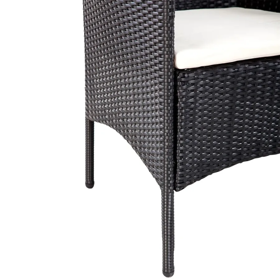 Salon de jardin 4 pcs avec coussins Résine tressée Noir - 5