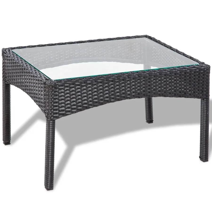 Salon de jardin 4 pcs avec coussins Résine tressée Noir - 6