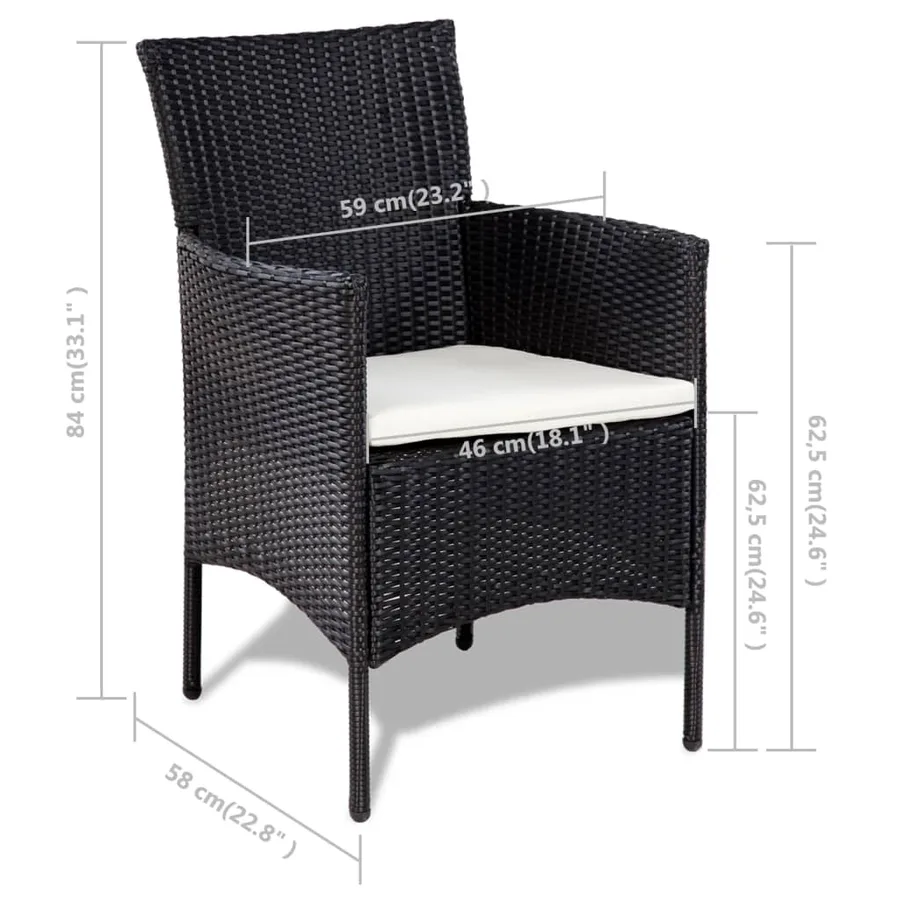 Salon de jardin 4 pcs avec coussins Résine tressée Noir - 8