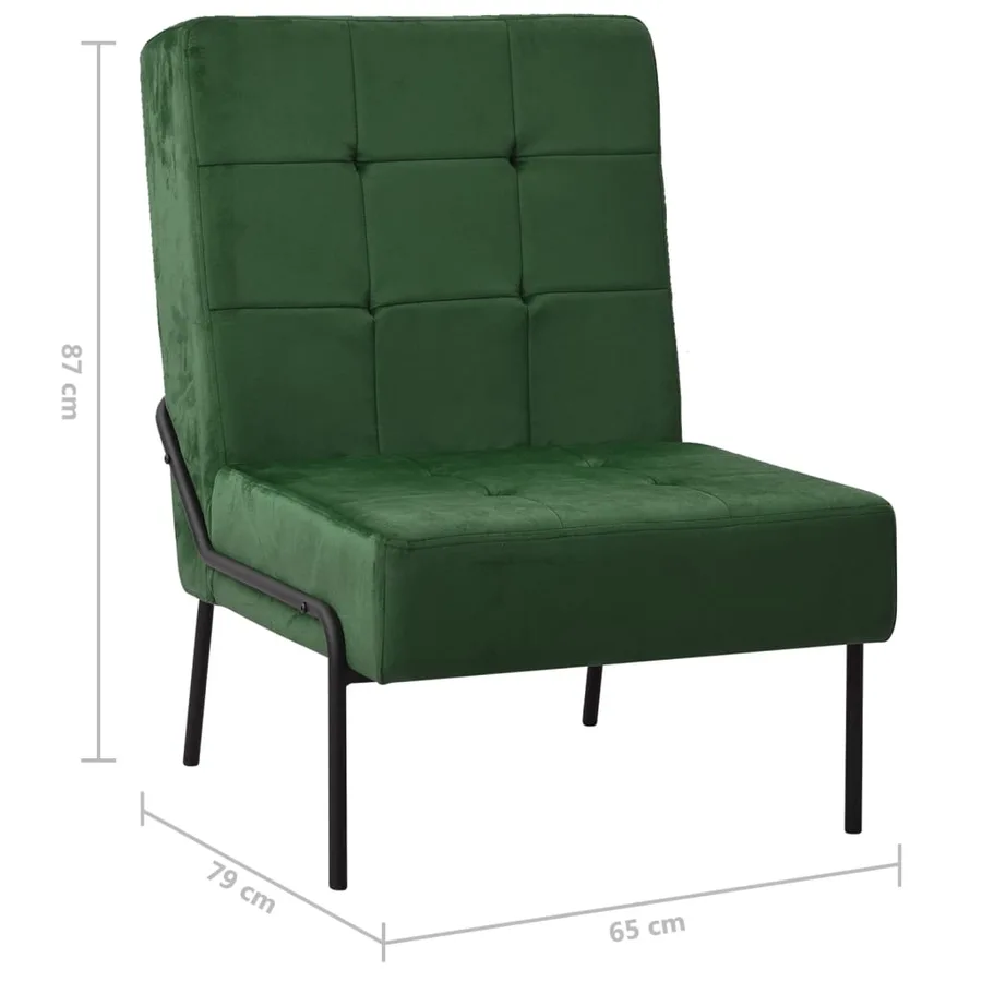 Chaise de relaxation 65x79x87 cm Vert foncé Velours - 7