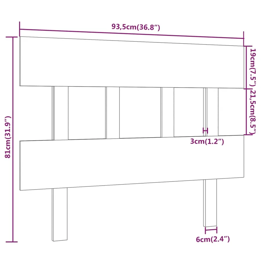 Tête de lit Marron miel 93,5x3x81 cm Bois massif de pin - 6