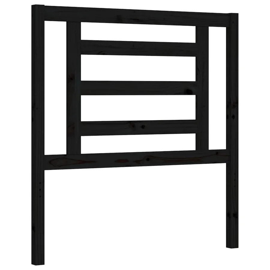 Cadre de lit sans matelas noir bois de pin massif - 8