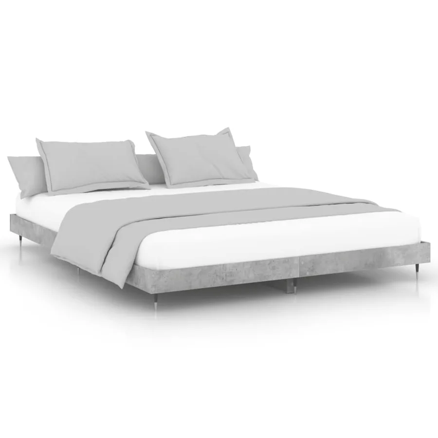 Cadre de lit sans matelas gris béton 200x200 cm - 2