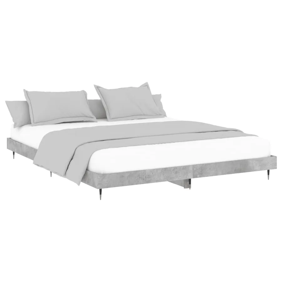Cadre de lit sans matelas gris béton 200x200 cm - 4