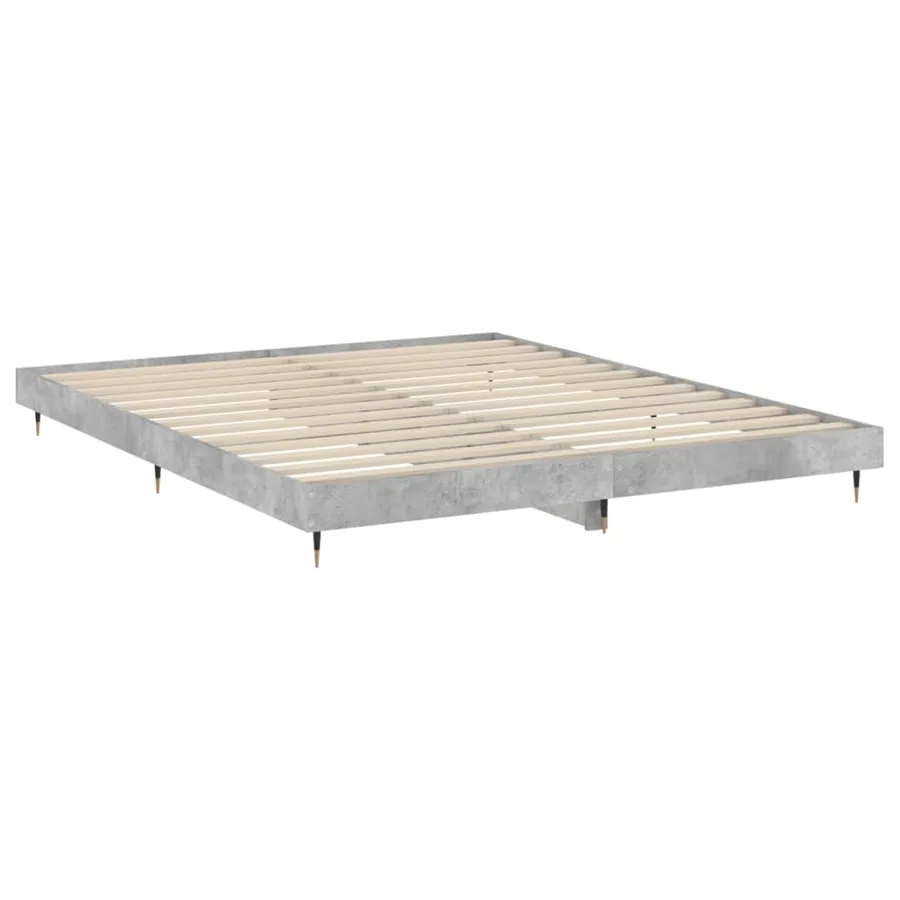 Cadre de lit sans matelas gris béton 200x200 cm - 5