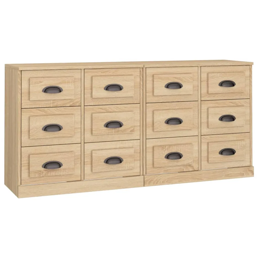 Buffets 2 pcs chêne sonoma bois d'ingénierie - 2
