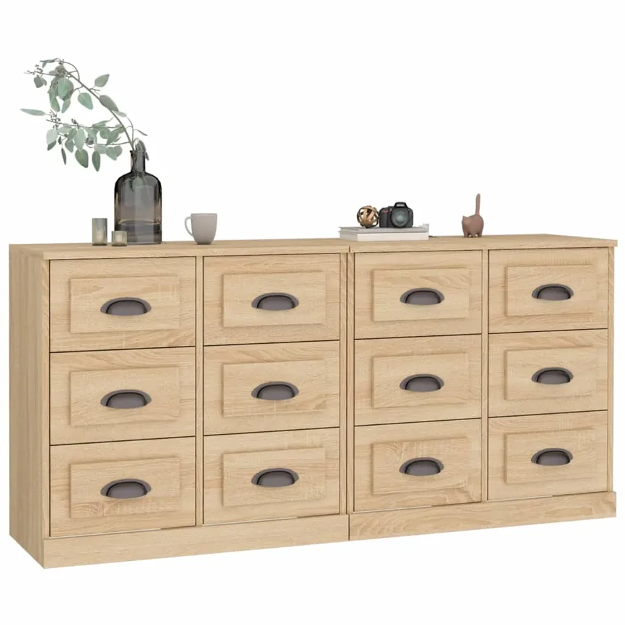 Buffets 2 pcs chêne sonoma bois d'ingénierie - 3