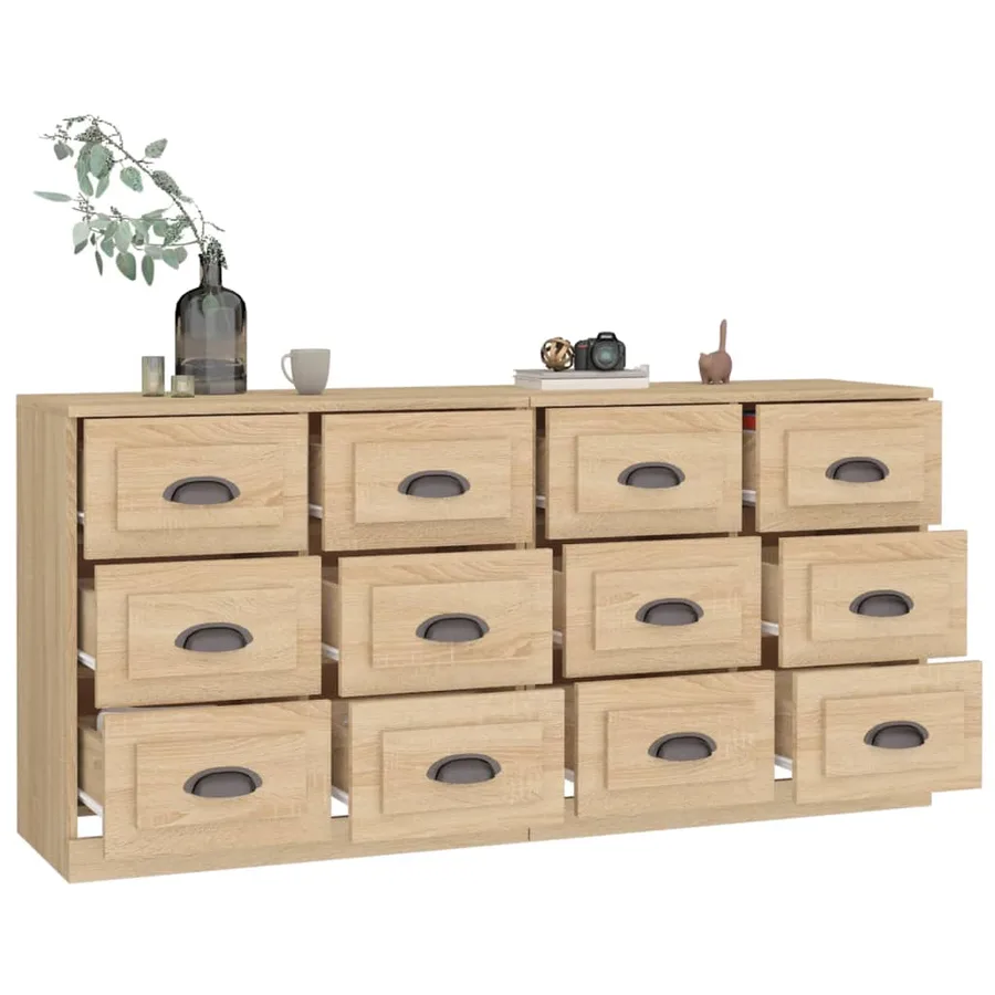 Buffets 2 pcs chêne sonoma bois d'ingénierie - 4
