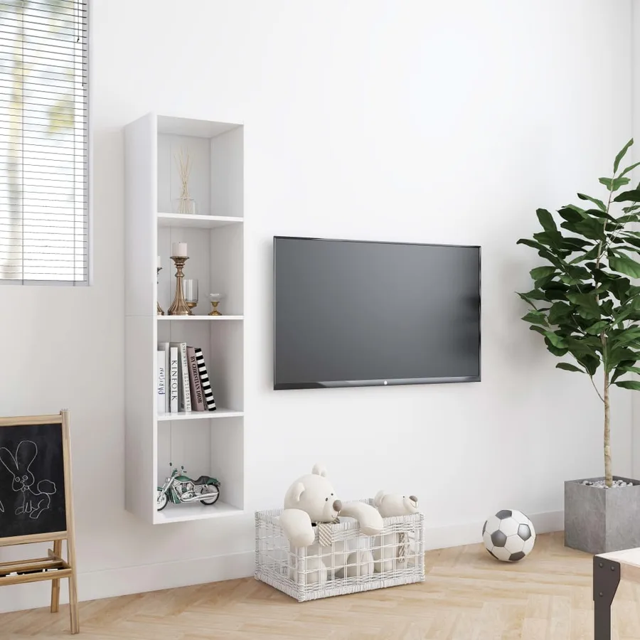 Bibliothèque/Meuble TV Blanc 143x30x36 cm - 3