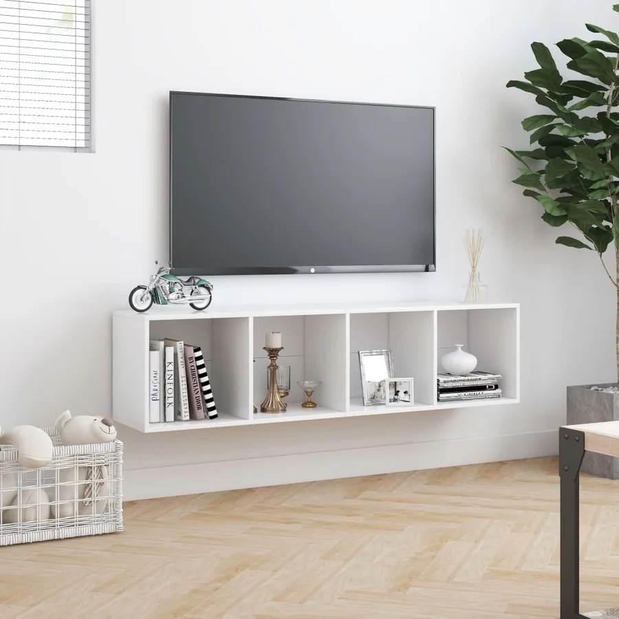 Bibliothèque/Meuble TV Blanc 143x30x36 cm - 4
