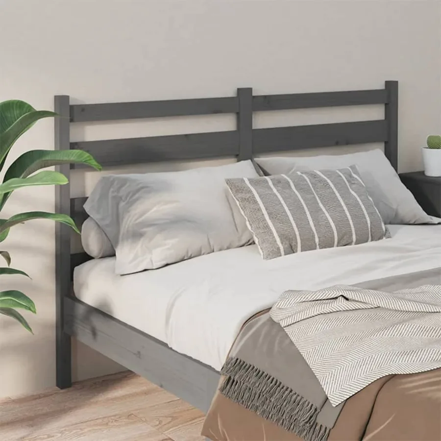 Tête de lit Gris 206x4x100 cm Bois massif de pin - 3