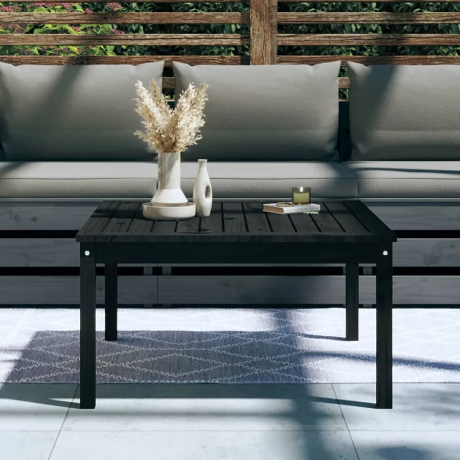 Table de jardin noir 82,5x82,5x45 cm bois massif de pin - 3