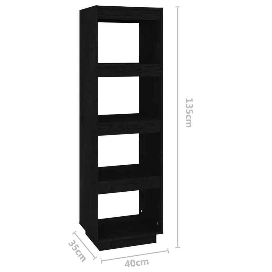 Bibliothèque/Séparateur de pièce Noir 40x35x135 cm Pin massif - 8