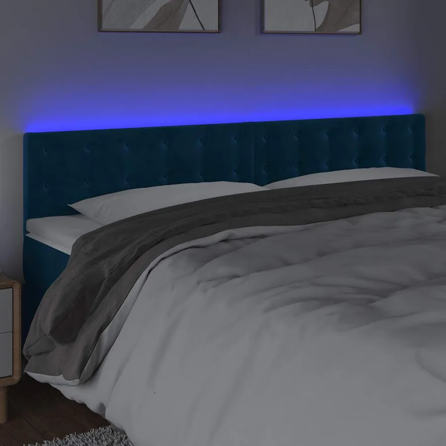 Tête de lit à LED Bleu foncé 180x5x78/88 cm Velours - 3