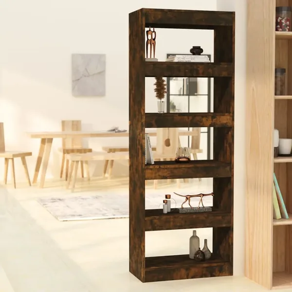 Bibliothèque/Séparateur de pièce Chêne fumé Bois d'ingénierie