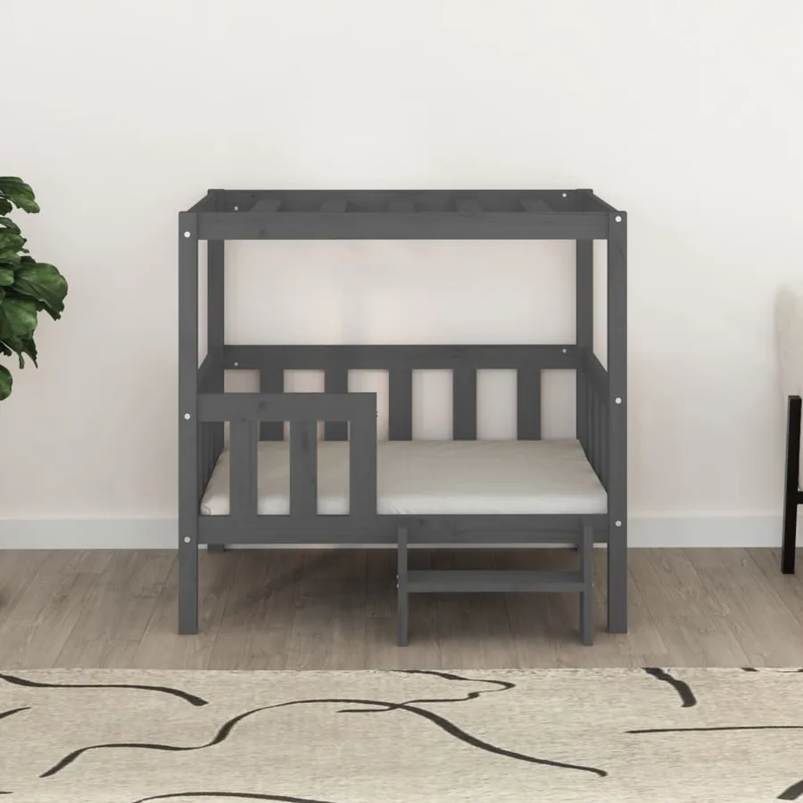 Lit pour chien Gris 95,5x73,5x90 cm Bois de pin solide - 3