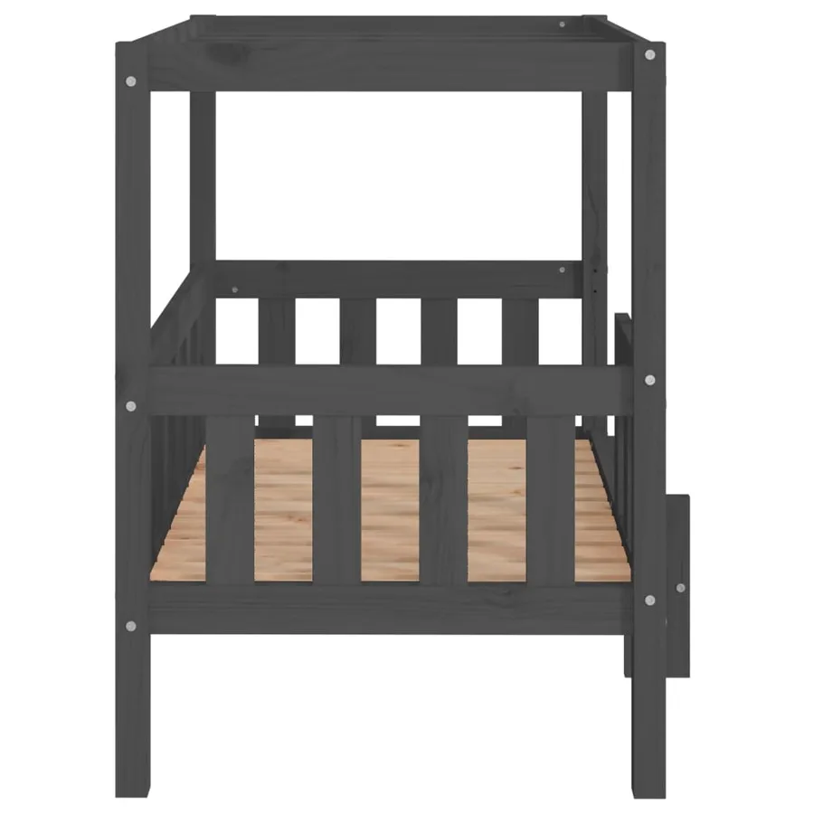Lit pour chien Gris 95,5x73,5x90 cm Bois de pin solide - 6