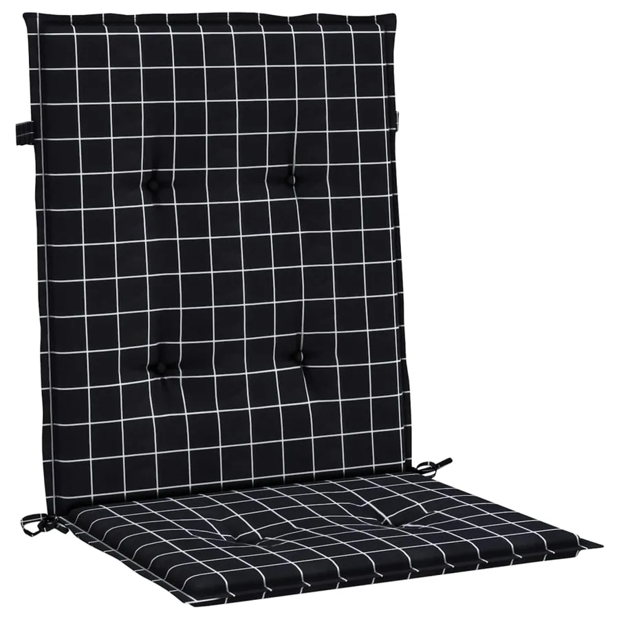 Coussins de chaise à dossier bas lot de 4 noir à carreaux tissu - 5