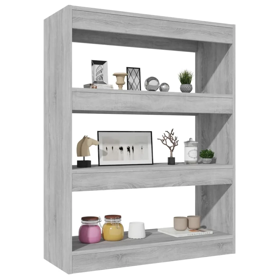 Bibliothèque/Séparateur de pièce sonoma gris bois d'ingénierie - 5