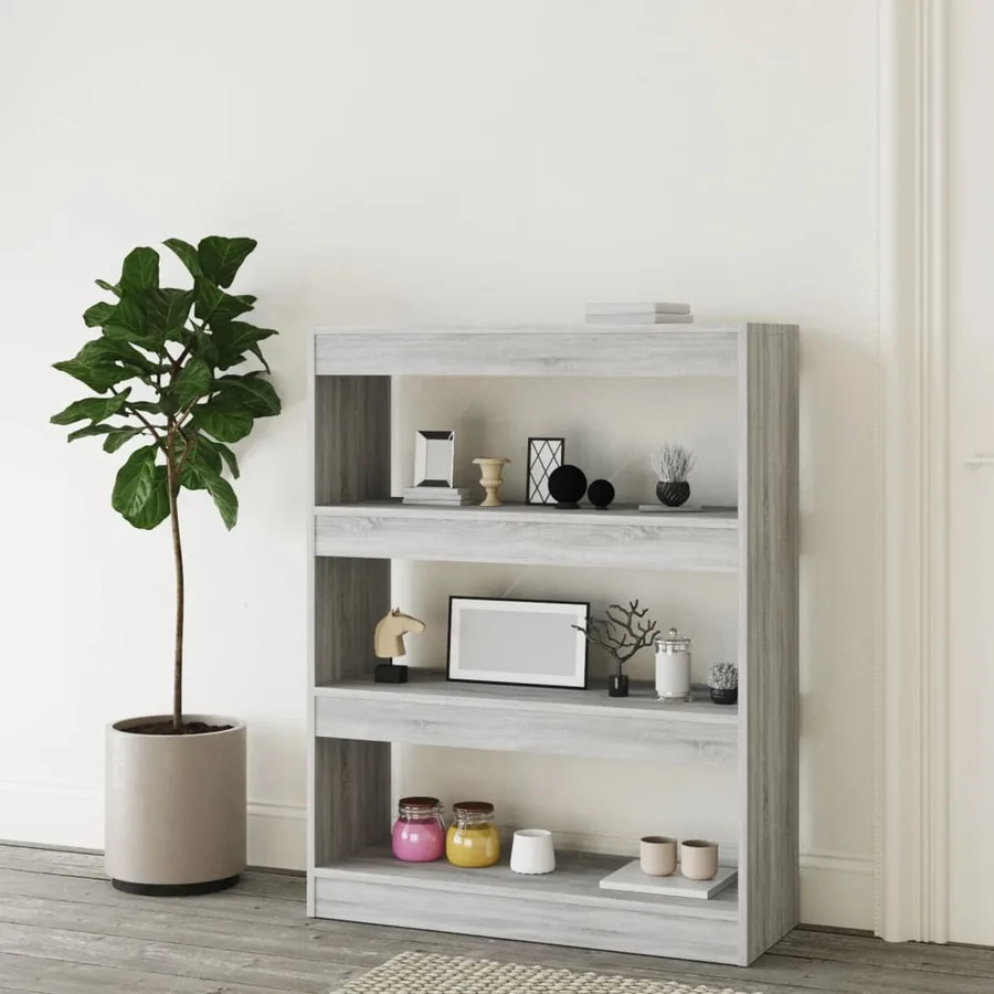 Bibliothèque/Séparateur de pièce sonoma gris bois d'ingénierie - 6