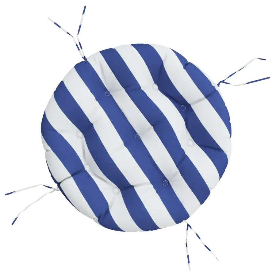 Coussin rond rayure bleue/blanche Ø 60 x11 cm tissu oxford - 2