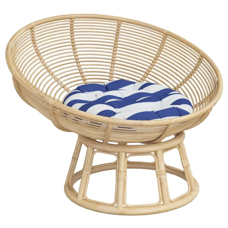 Coussin rond rayure bleue/blanche Ø 60 x11 cm tissu oxford - 3