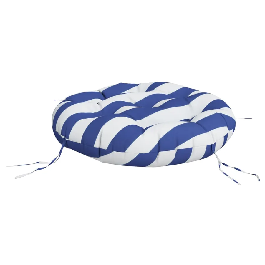 Coussin rond rayure bleue/blanche Ø 60 x11 cm tissu oxford - 4