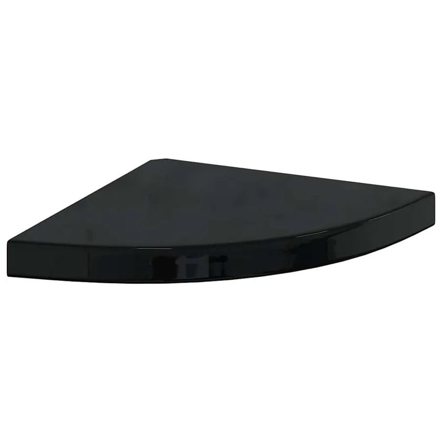 Étagères d'angle flottantes 4 pcs noir brillant 35x35x3,8cm MDF - 5