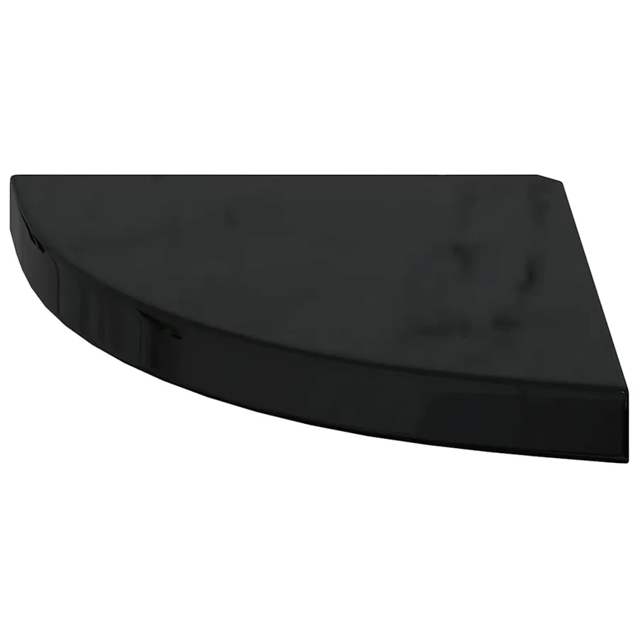 Étagères d'angle flottantes 4 pcs noir brillant 35x35x3,8cm MDF - 6