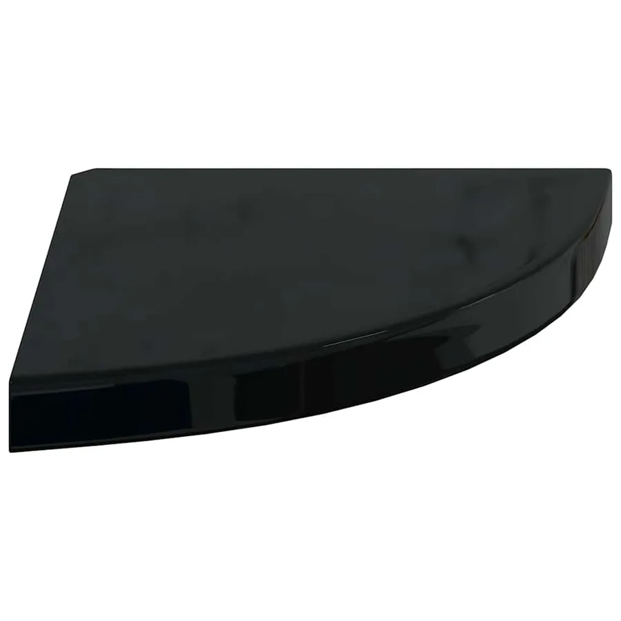 Étagères d'angle flottantes 4 pcs noir brillant 35x35x3,8cm MDF - 7