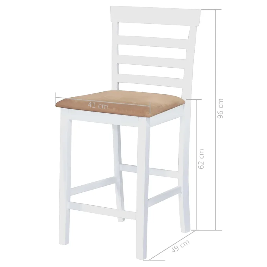 Table et chaises de bar 3 pcs Bois massif Marron et blanc - 9
