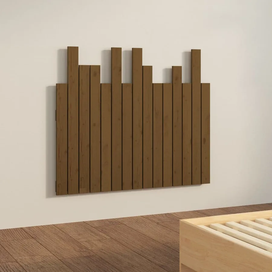 Tête de lit murale Marron miel 95,5x3x80 cm Bois massif de pin - 4