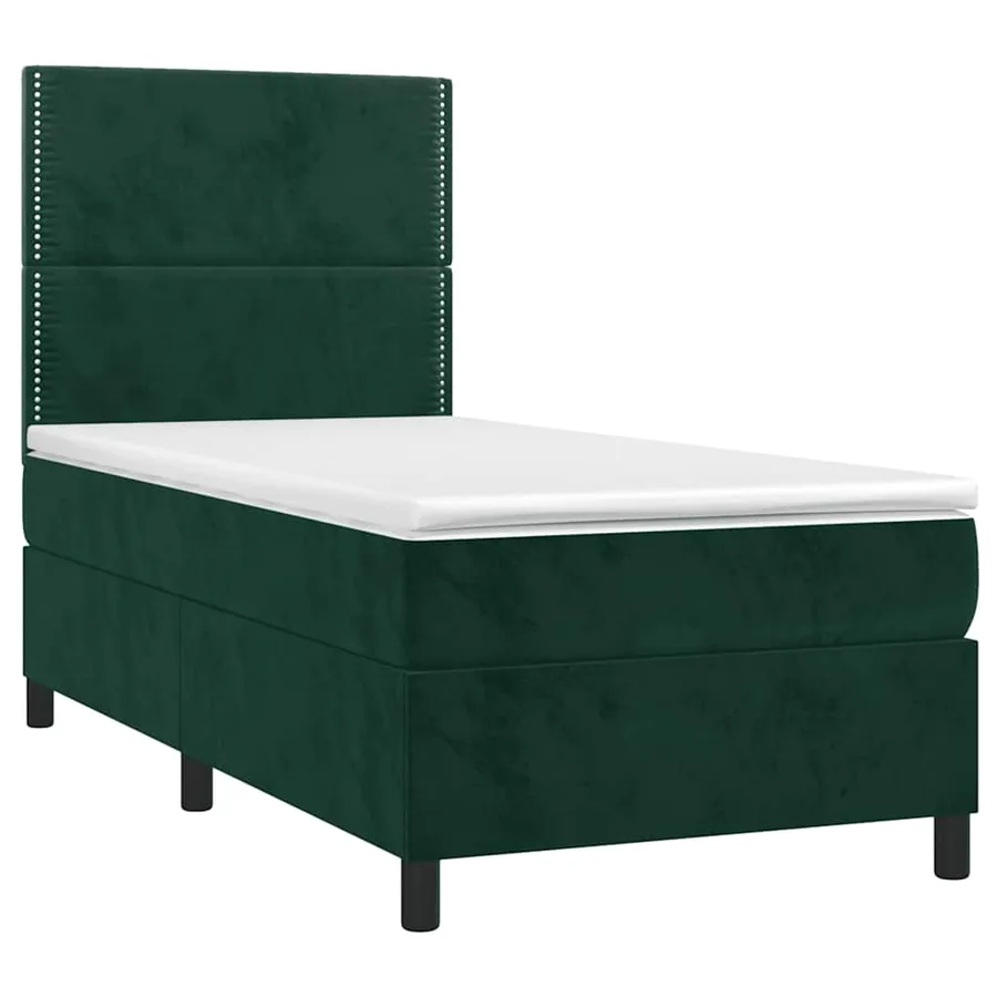 Sommier à lattes de lit matelas et LED Vert foncé 100x200 cm - 3