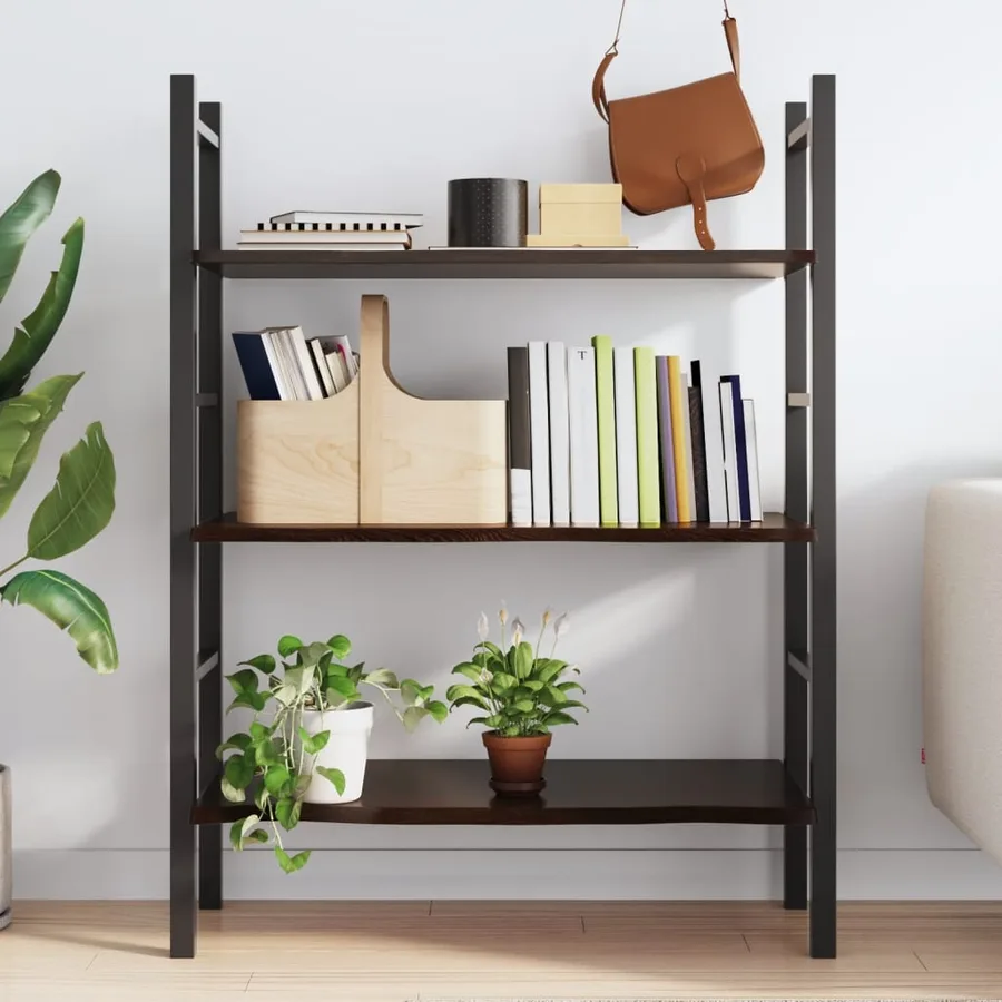 Étagère murale marron foncé 80x60x2 cm bois chêne massif traité - 3
