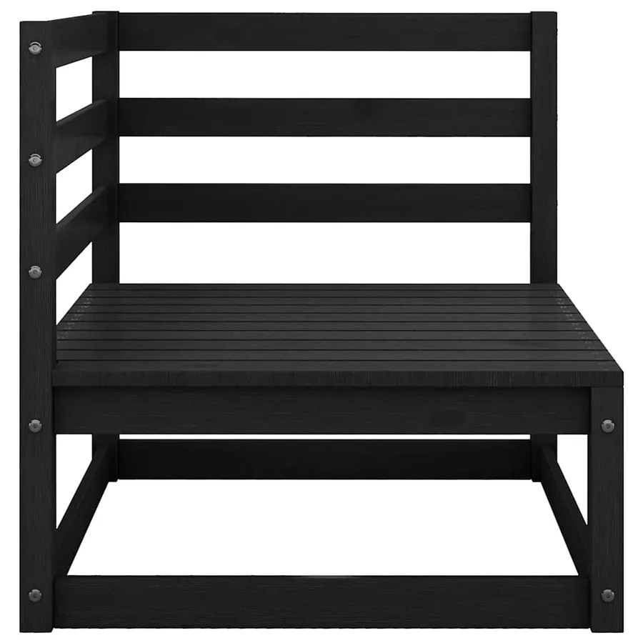 Salon de jardin 2 pcs avec coussins Noir Bois de pin massif - 3