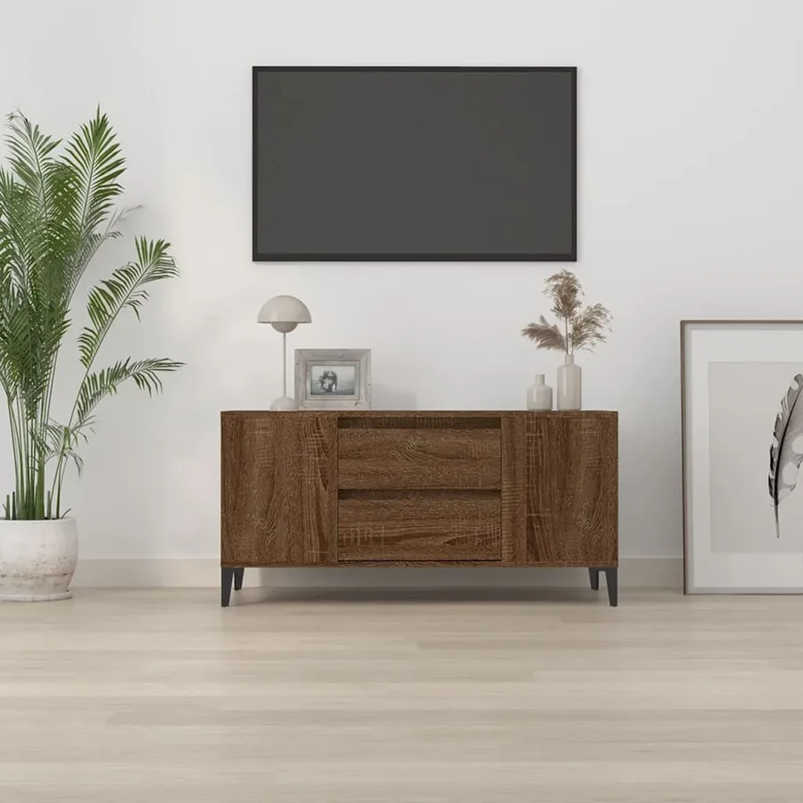 Meuble TV Chêne marron 102x44,5x50 cm Bois d'ingénierie - 3