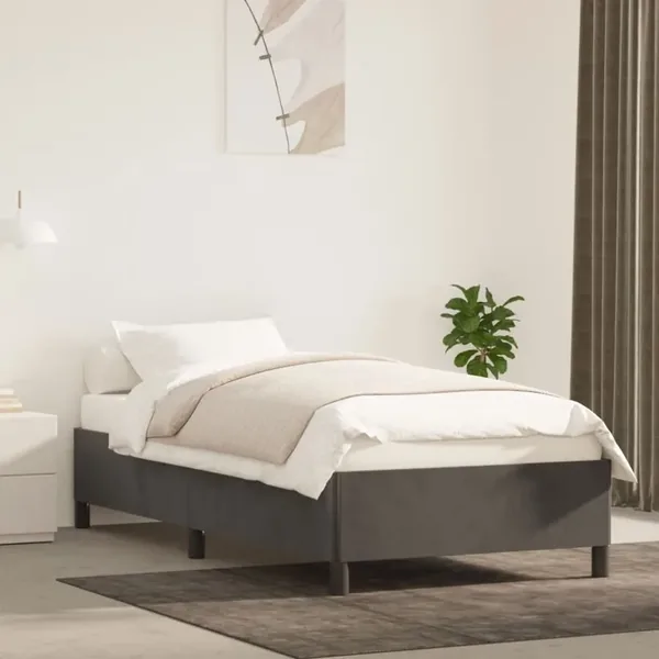 Cadre de lit sans matelas gris foncé 90x190 cm velours