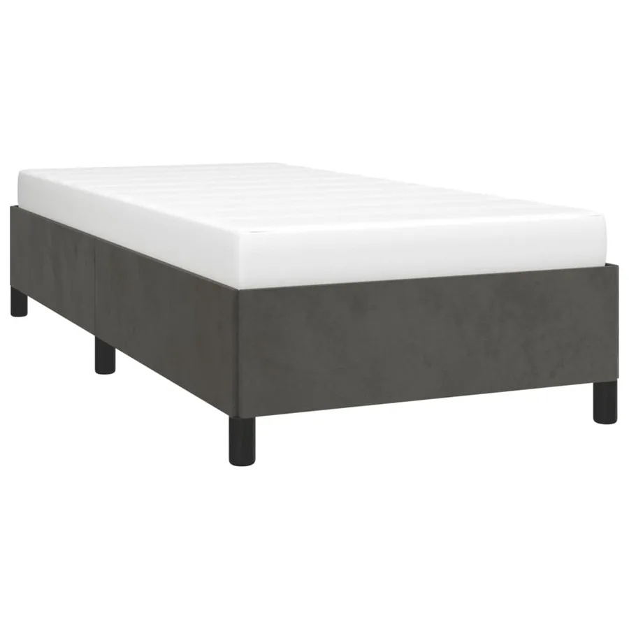 Cadre de lit sans matelas gris foncé 90x190 cm velours - 3