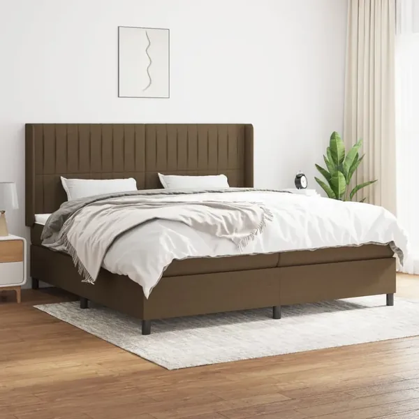 Sommier à lattes de lit avec matelas Marron foncé 200x200 cm