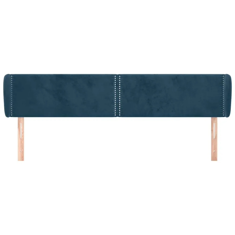 Tête de lit avec oreilles Bleu foncé 183x23x78/88 cm Velours - 3