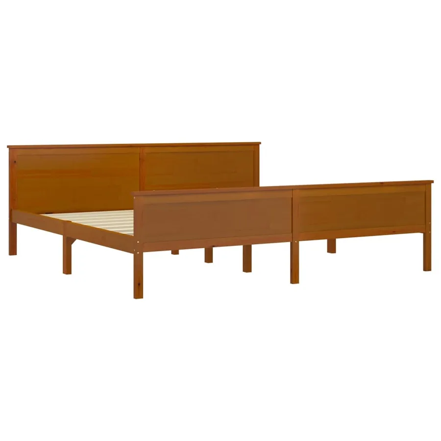 Cadre de lit sans matelas marron miel bois pin massif 200x200cm - 3